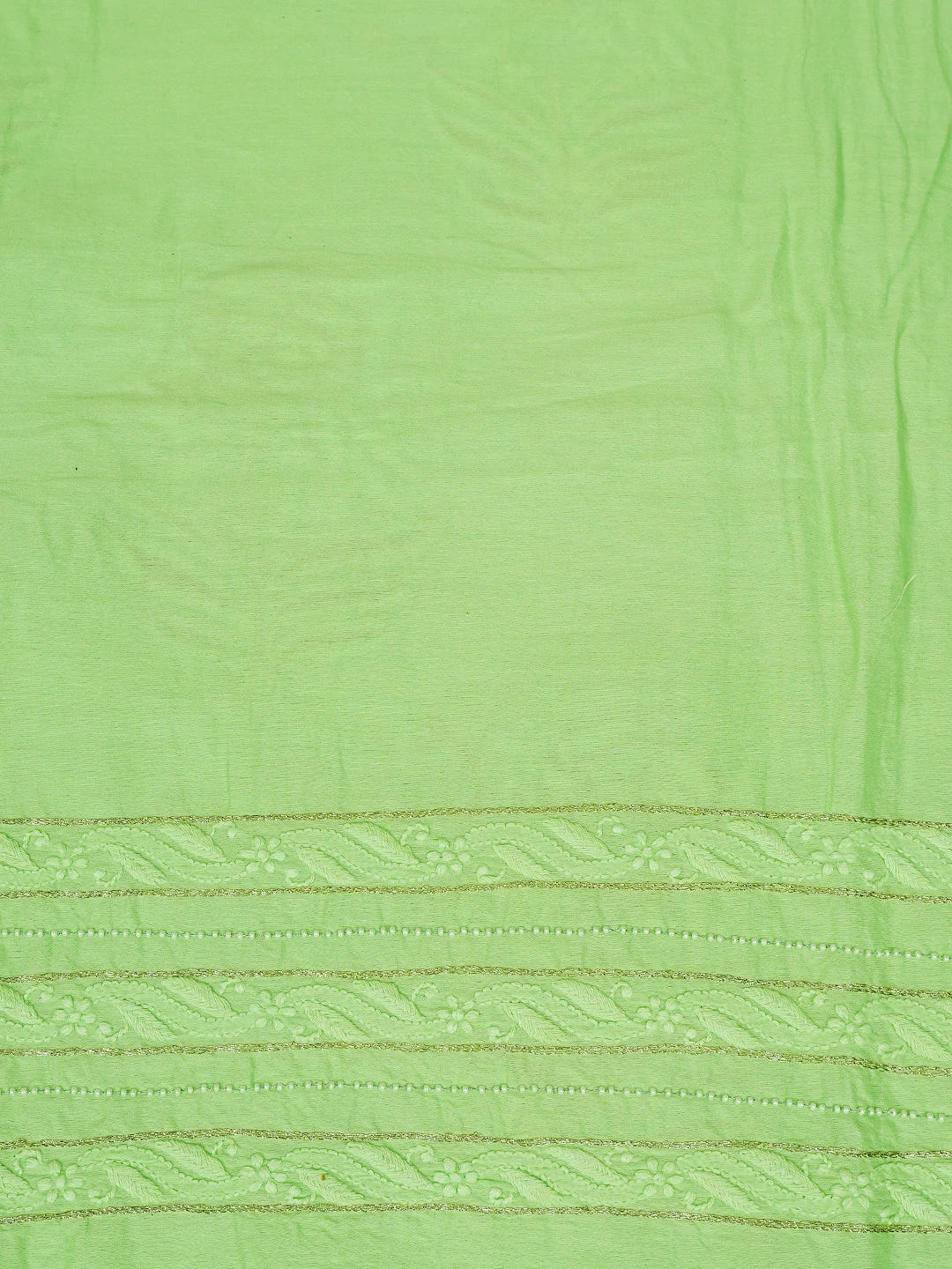 Ada Hand Embroidered Light Green Chanderi Lucknowi Chikankari Unstitched Kurta Dupatta Set With Pearl Work 01A525840