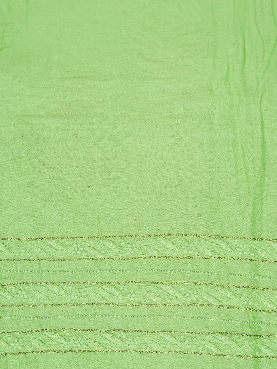 Ada Hand Embroidered Light Green Chanderi Lucknowi Chikankari Unstitched Kurta Dupatta Set With Pearl Work 01A525840