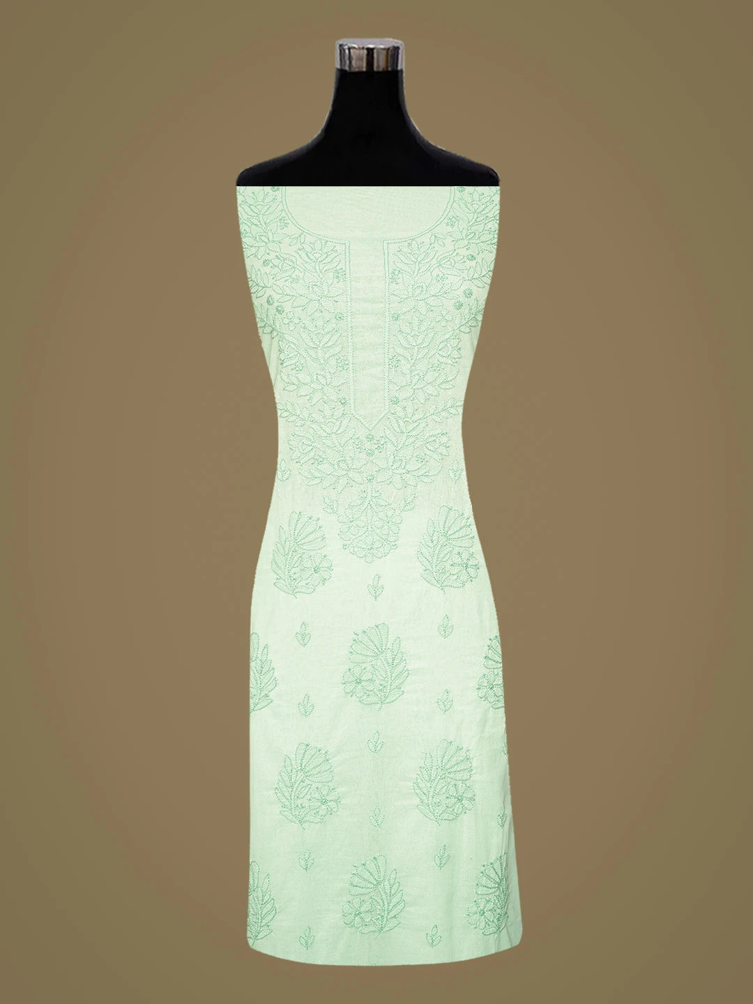 Ada Hand Embroidered Sea Green Cotton Lucknowi Chikankari Unstitched Suit Piece 01A306154