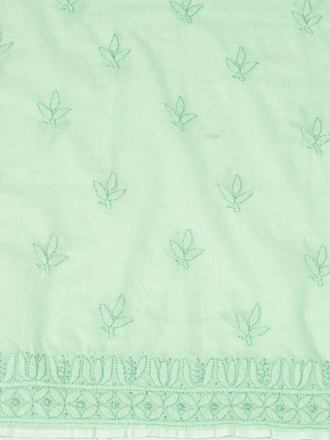 Ada Hand Embroidered Sea Green Cotton Lucknowi Chikankari Unstitched Suit Piece 01A306154