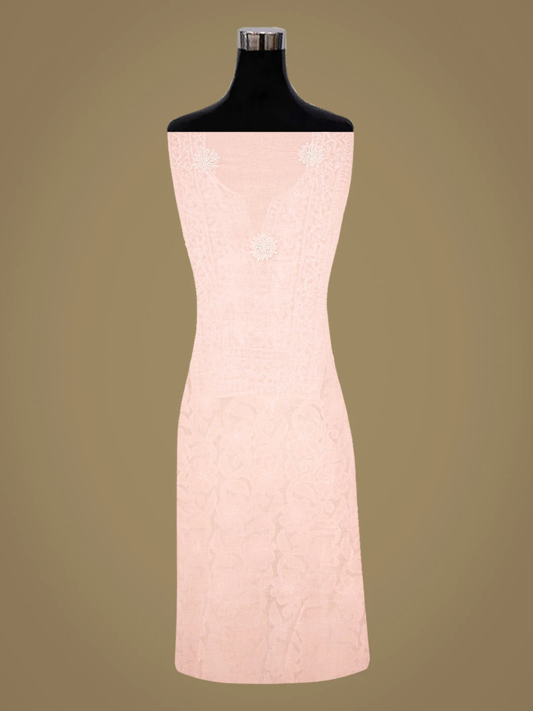 Ada Hand Embroidered Peach Cotton Lucknowi Chikankari Unstitched Suit Piece 01A821976