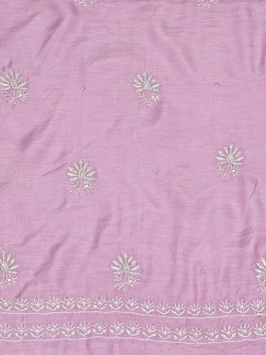 Ada Hand Embroidered Lavender Muslin Lucknowi Chikankari Unstitched Suit Piece With Cutdana Work 01A685964