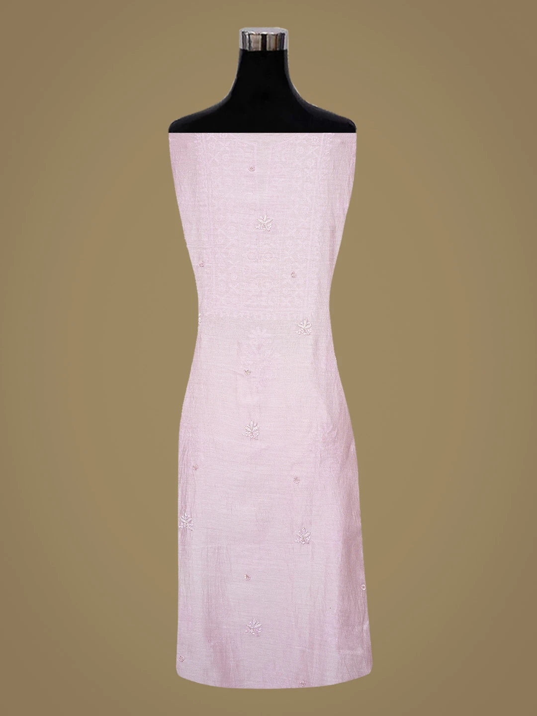 Ada Hand Embroidered Lavender Chanderi Lucknowi Chikankari Unstitched Kurta Dupatta Set With Cutdana Work 01A639190