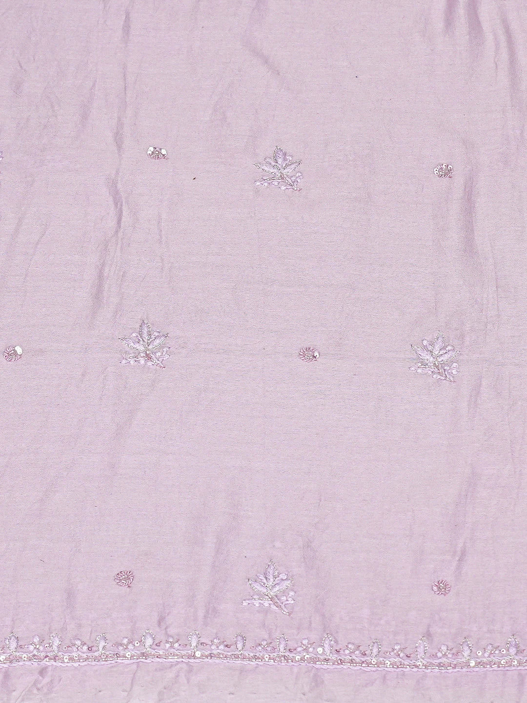 Ada Hand Embroidered Lavender Chanderi Lucknowi Chikankari Unstitched Kurta Dupatta Set With Cutdana Work 01A639190