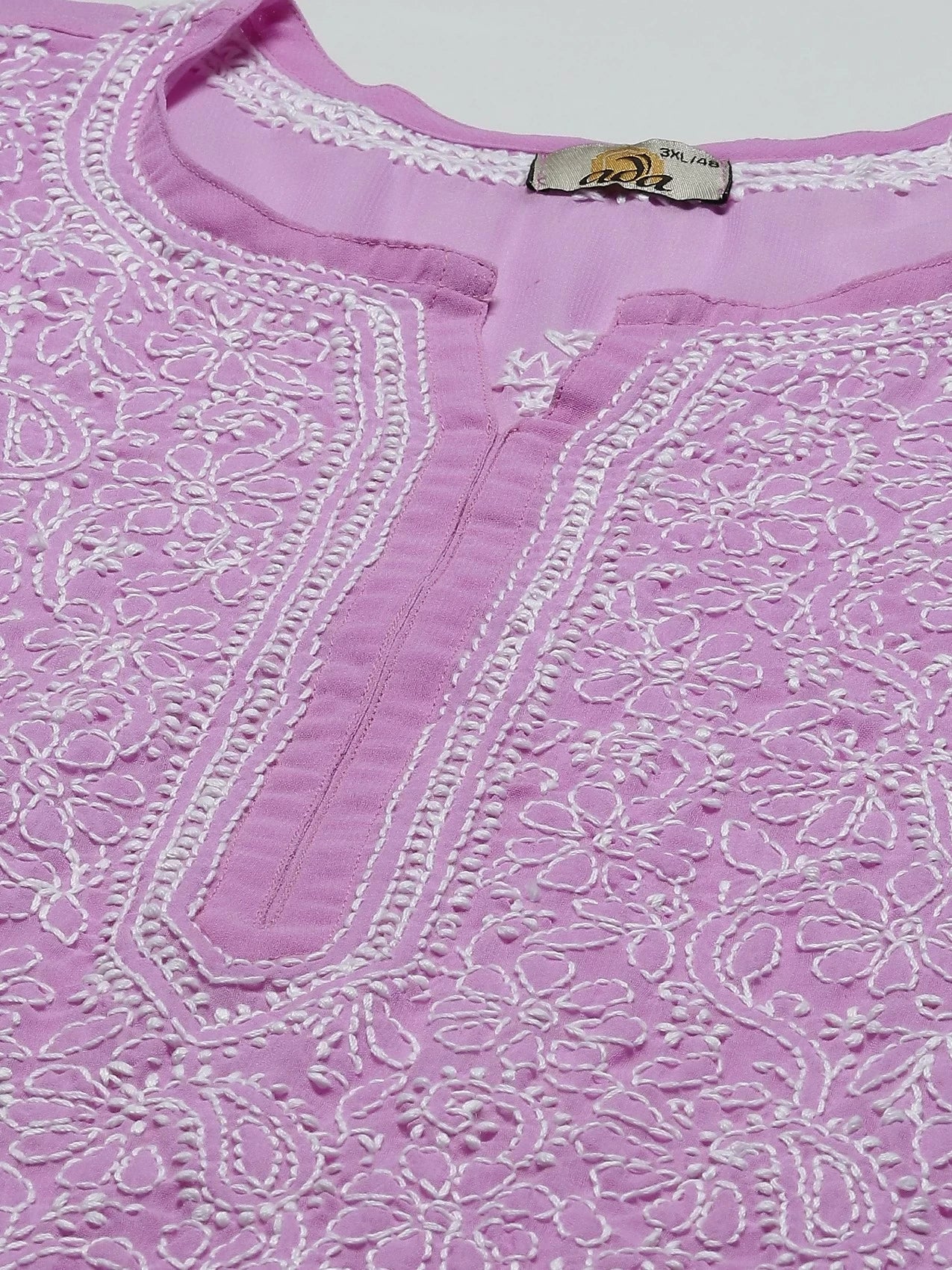Ada Hand Embroidered Lavender Georgette Lucknowi Chikankari Straight Kurta A100286