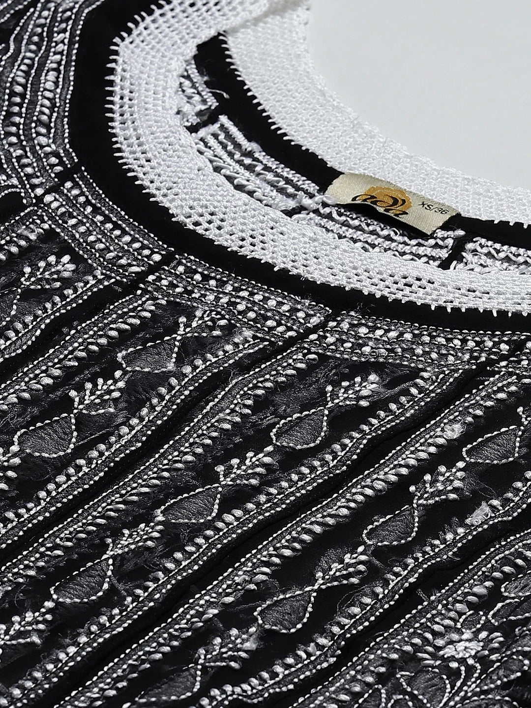 Ada Hand Embroidered Black Georgette Lucknowi Chikankari Anarkali A-line Kurta A411202
