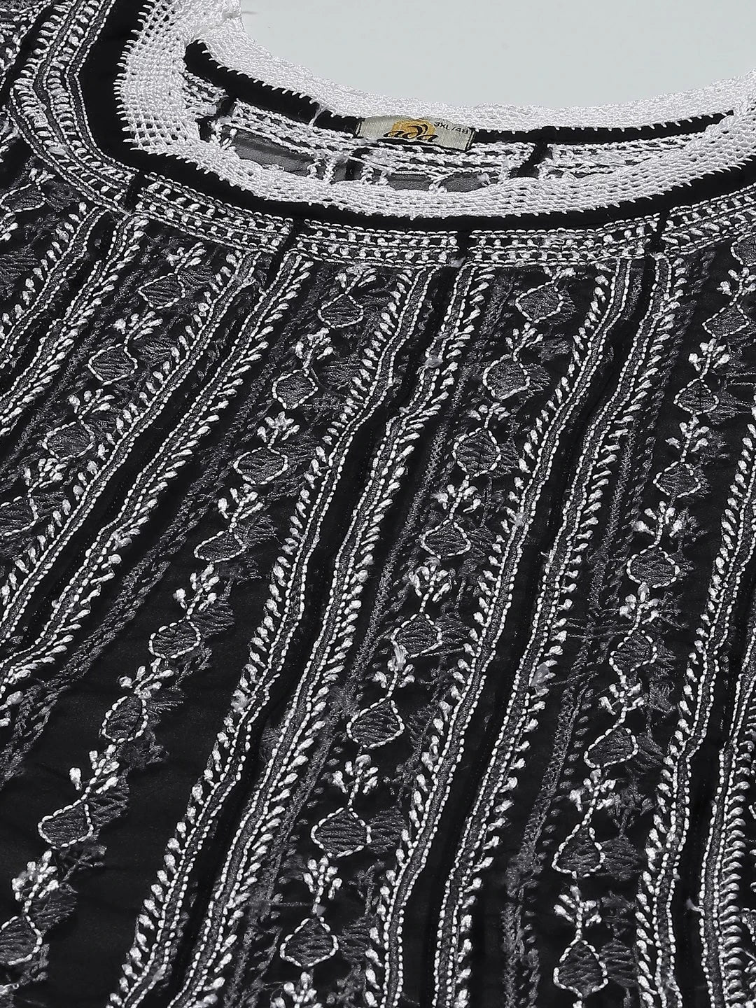 Ada Hand Embroidered Black Georgette Lucknowi Chikankari Anarkali A-line Kurta A411202