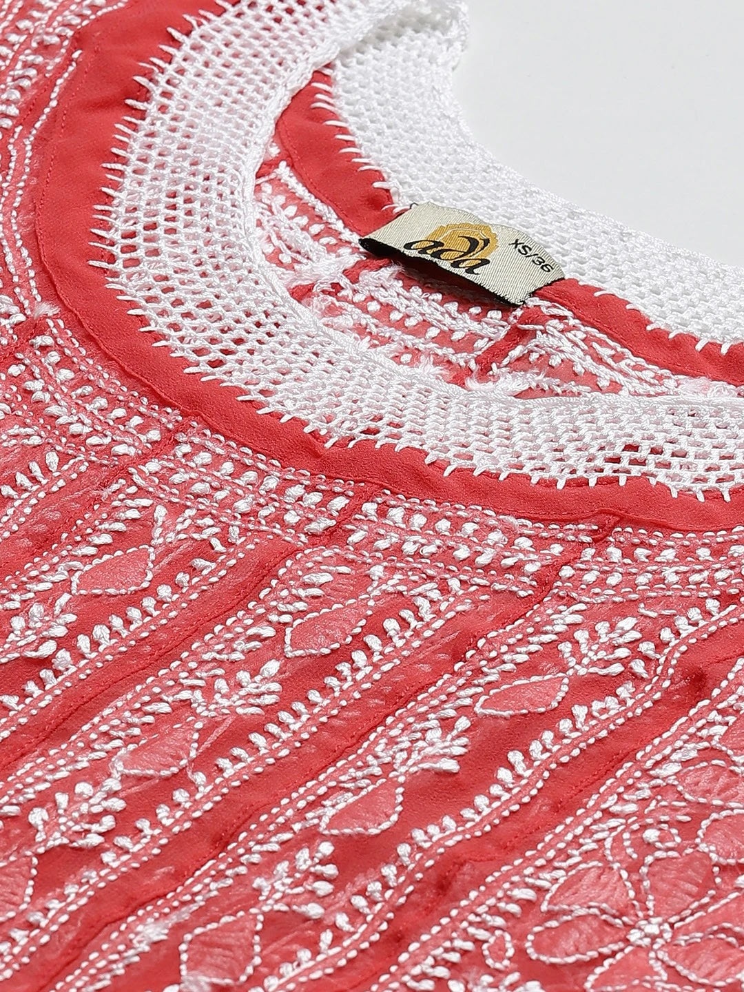 Ada Hand Embroidered Brick Red Georgette Lucknowi Chikankari Anarkali A-line Kurta A411207