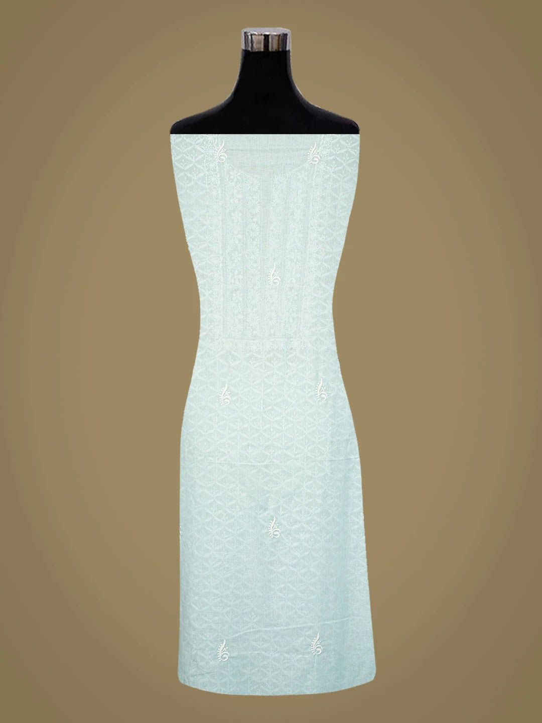 Ada Hand Embroidered Sky Blue Cotton Lucknowi Chikankari Unstitched Kurta Dupatta Set 01A800750