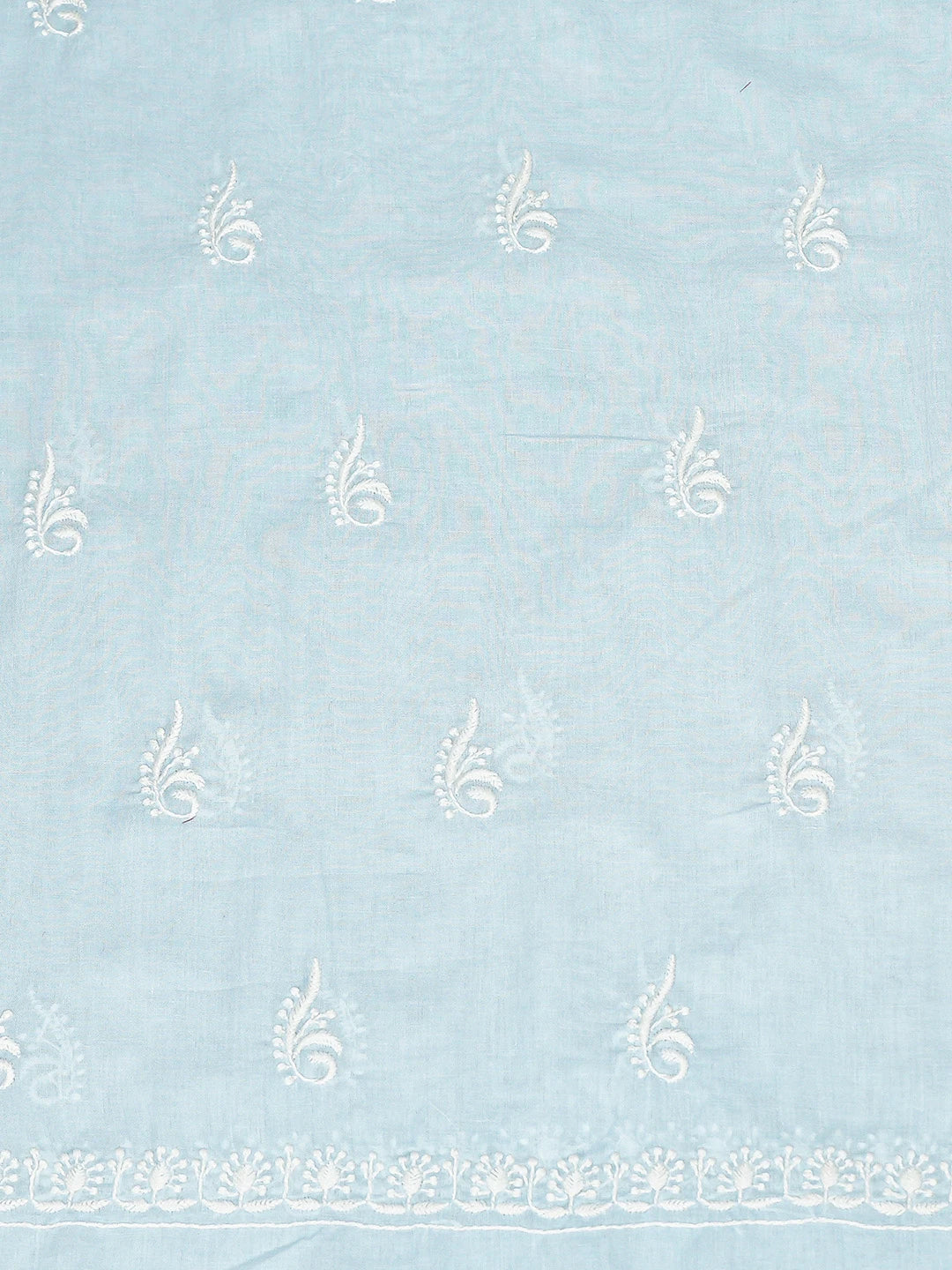 Ada Hand Embroidered Sky Blue Cotton Lucknowi Chikankari Unstitched Kurta Dupatta Set 01A800750