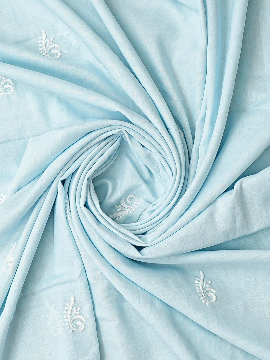 Ada Hand Embroidered Sky Blue Cotton Lucknowi Chikankari Unstitched Kurta Dupatta Set 01A800750