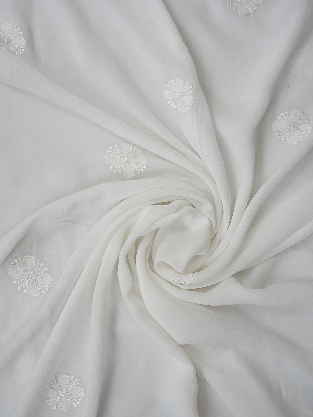 Ada Hand Embroidered White Viscose Georgette Lucknowi Chikankari Dupatta 01A834627