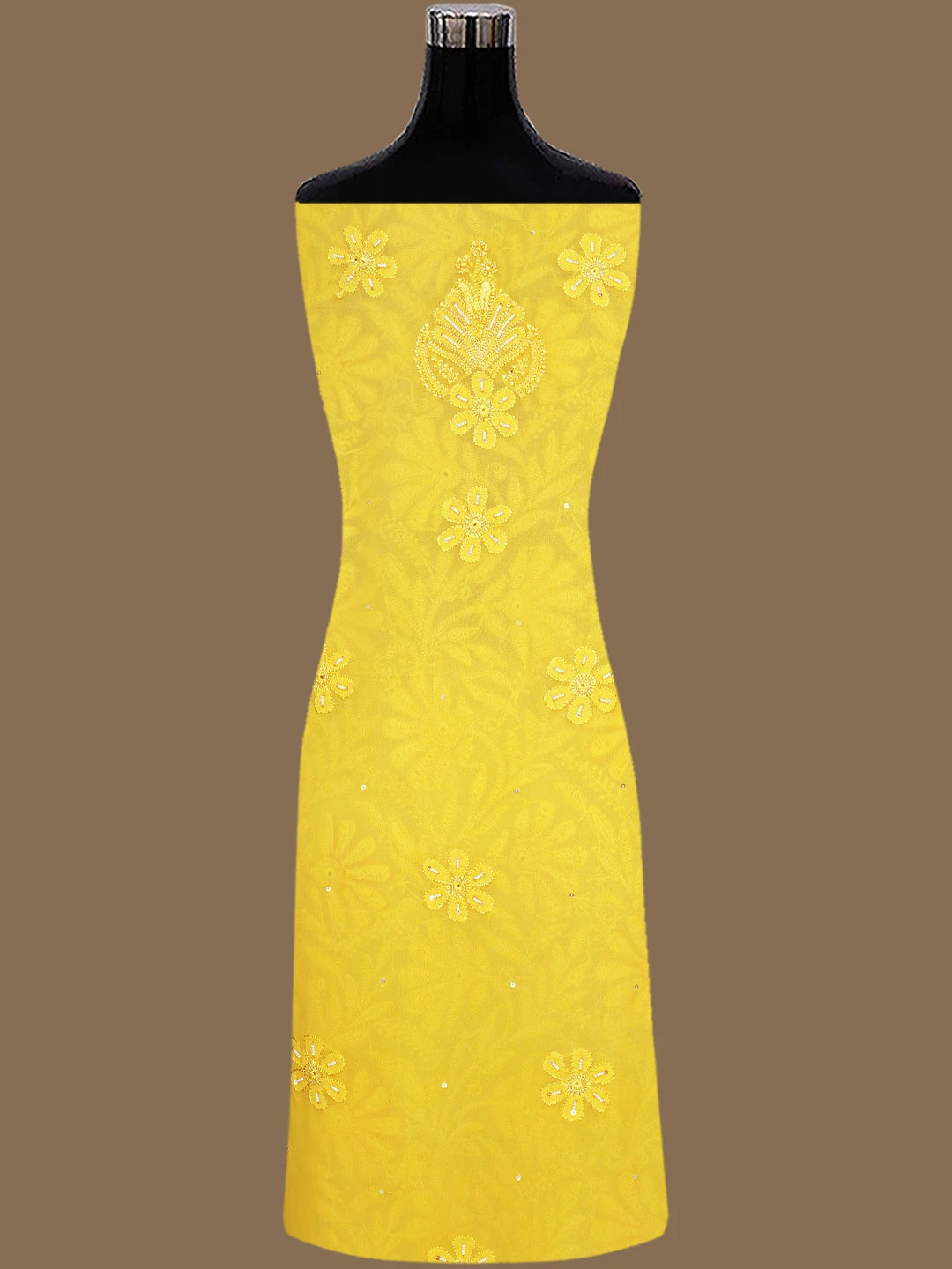Ada Hand Embroidered Yellow Viscose Georgette Lucknowi Chikankari Unstitched Kurta Dupatta Set With Cutdana Work 01A354579
