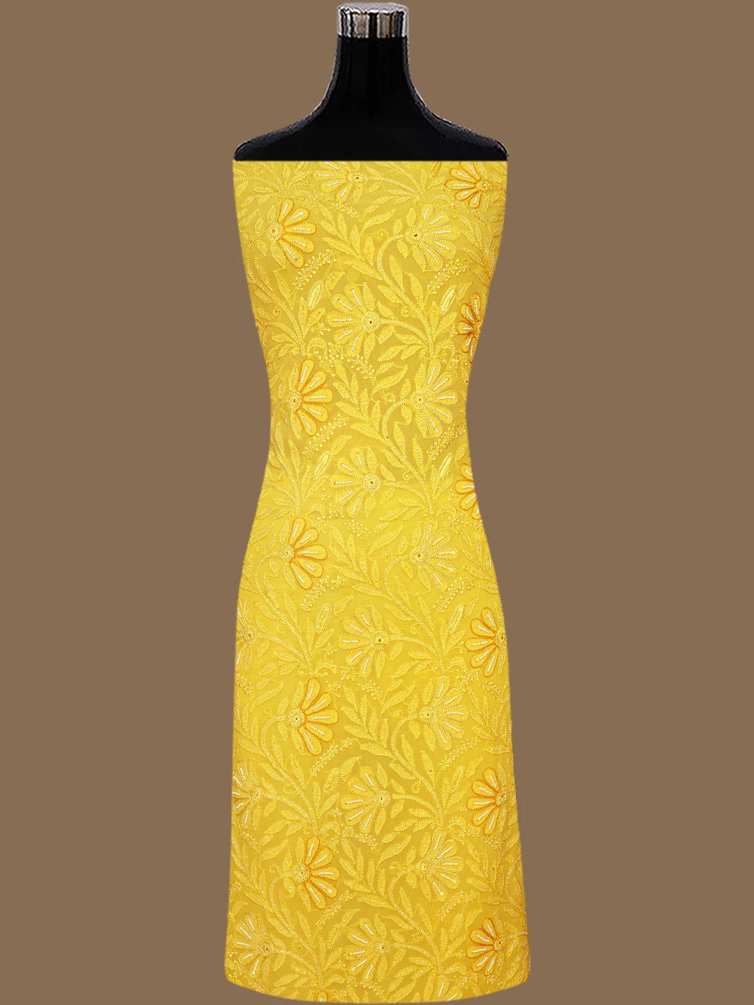 Ada Hand Embroidered Yellow Viscose Georgette Lucknowi Chikankari Unstitched Kurta Dupatta Set With Cutdana Work 01A354579
