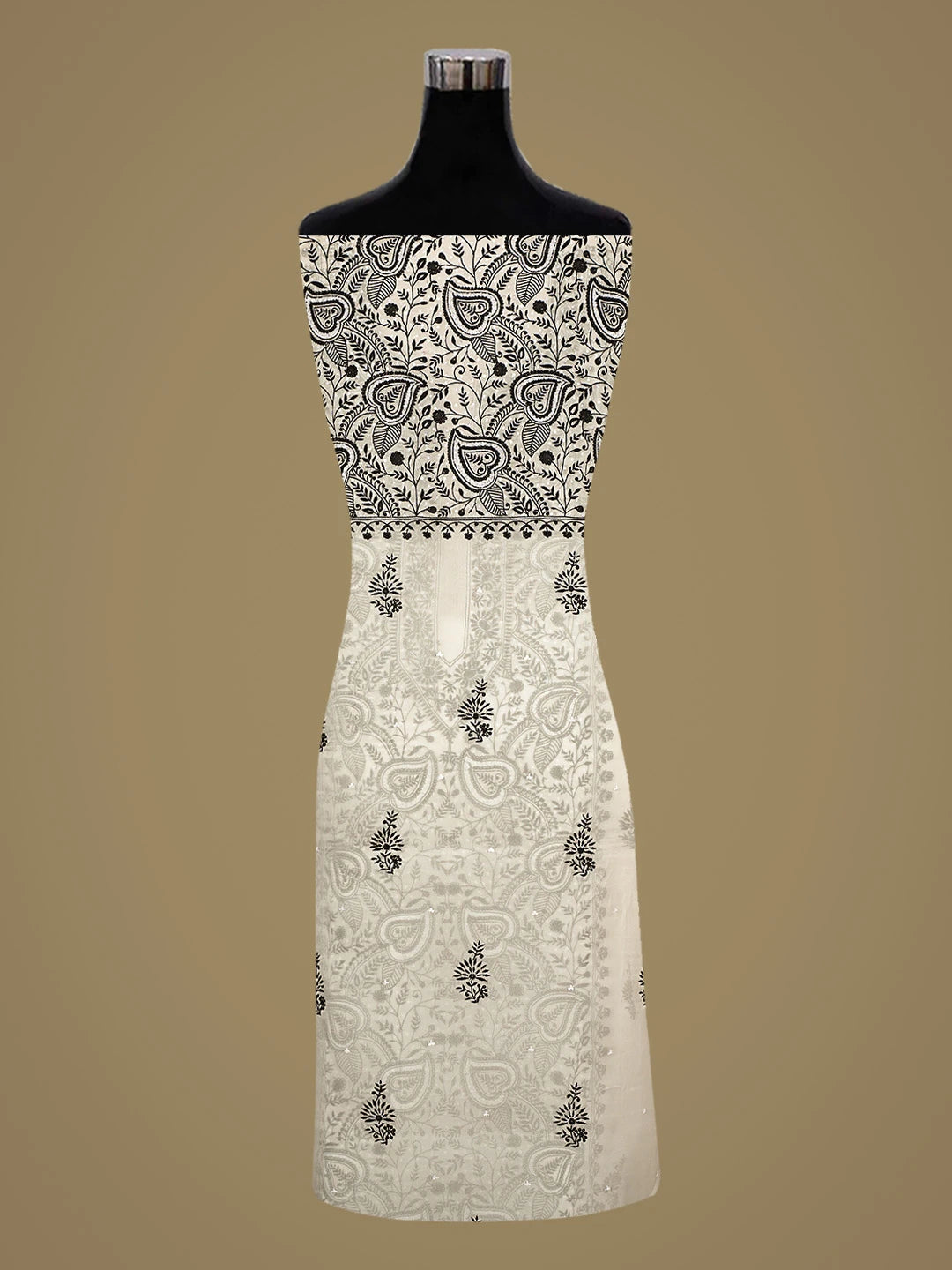 Ada Hand Embroidered White Organza Lucknowi Chikankari Unstitched Kurta Dupatta Set With Cutdana Work 01A741018