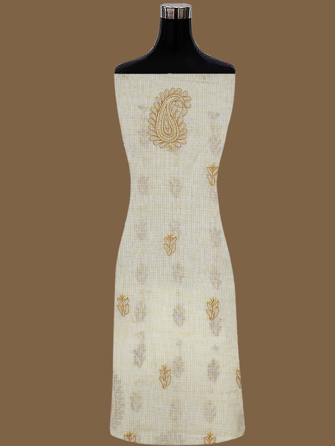 Ada Hand Embroidered Fawn Kota Lucknowi Chikankari Unstitched Suit Piece 01A831725