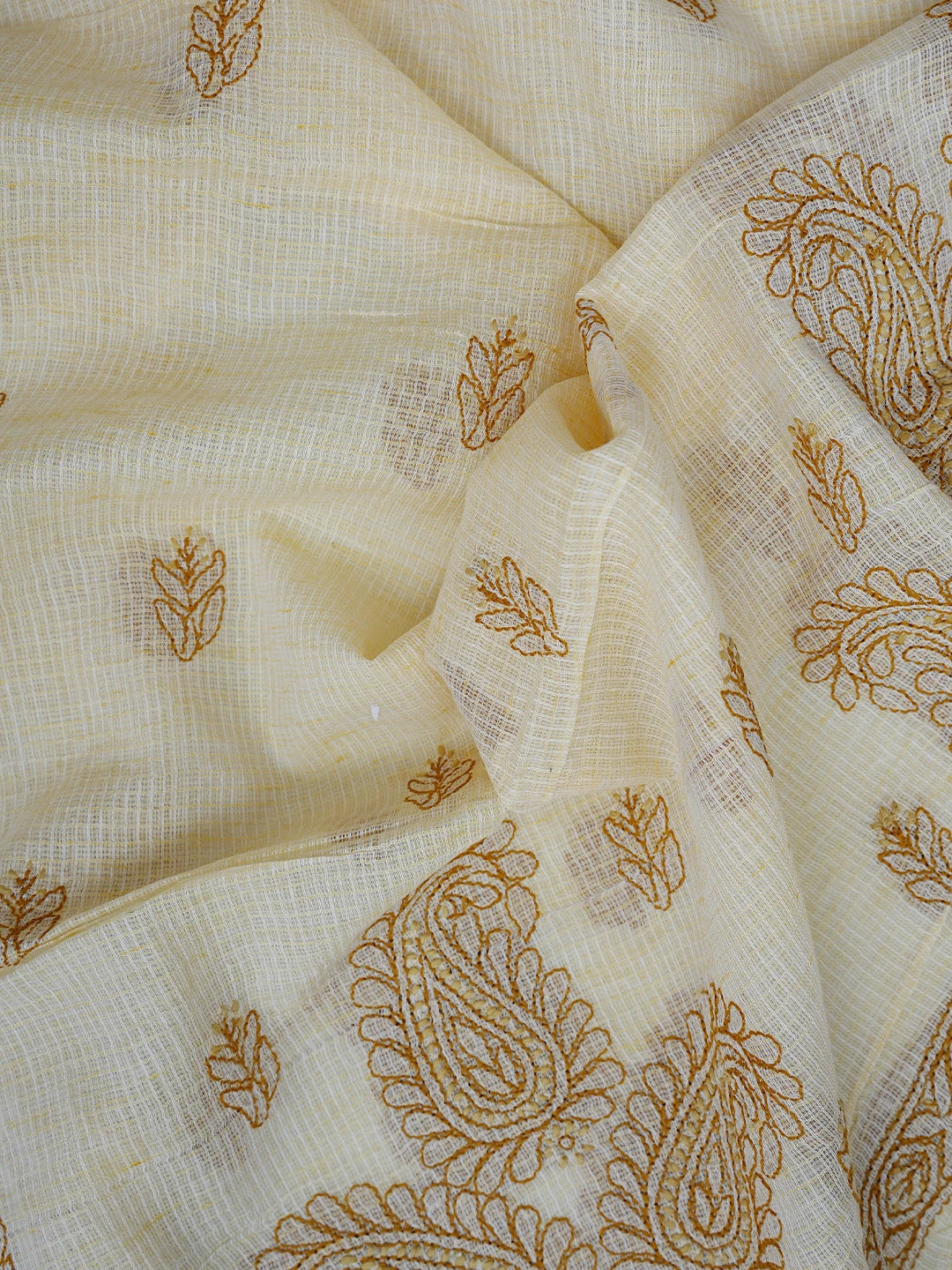 Ada Hand Embroidered Fawn Kota Lucknowi Chikankari Unstitched Suit Piece 01A831725