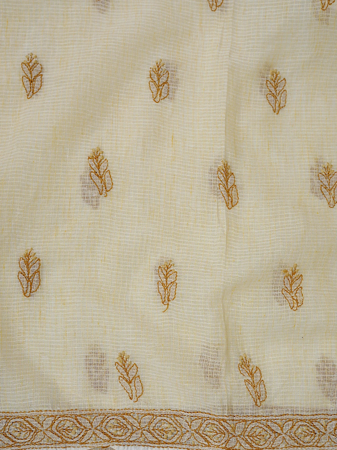 Ada Hand Embroidered Fawn Kota Lucknowi Chikankari Unstitched Suit Piece 01A831725