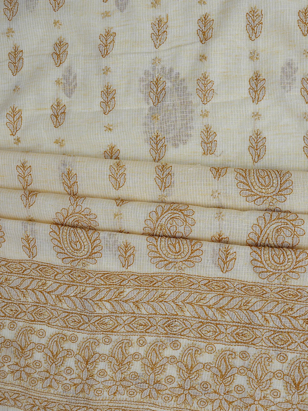 Ada Hand Embroidered Fawn Kota Lucknowi Chikankari Unstitched Suit Piece 01A831725