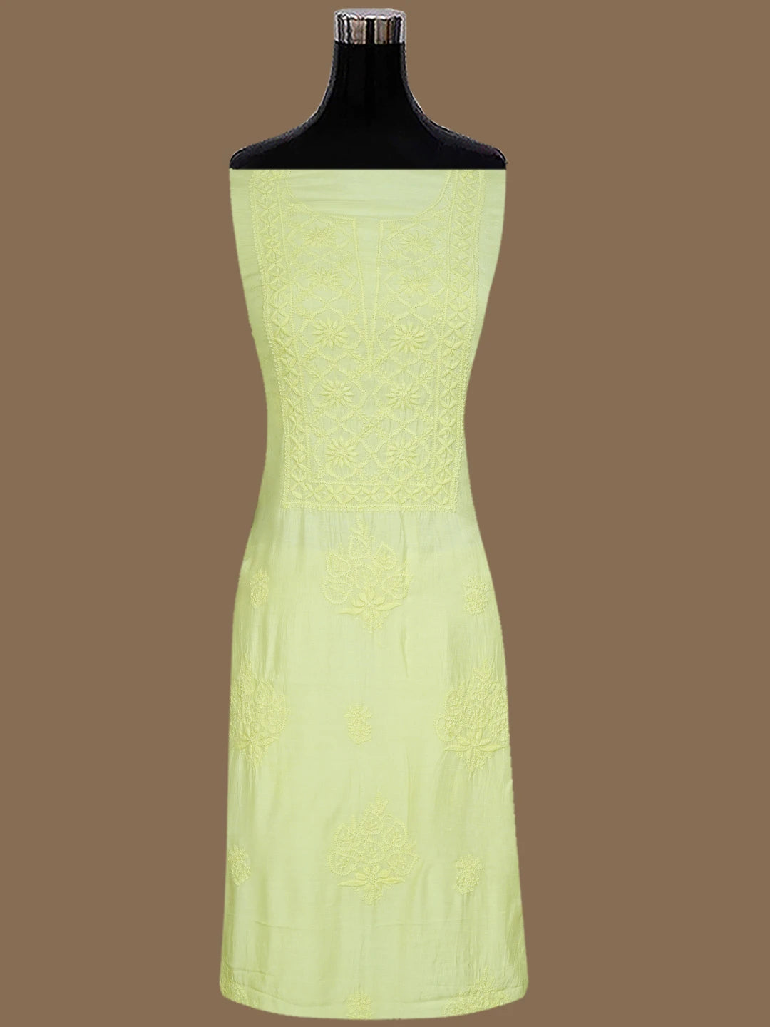 Ada Hand Embroidered Lemon Muslin Lucknowi Chikankari Unstitched Suit Piece 01A773428
