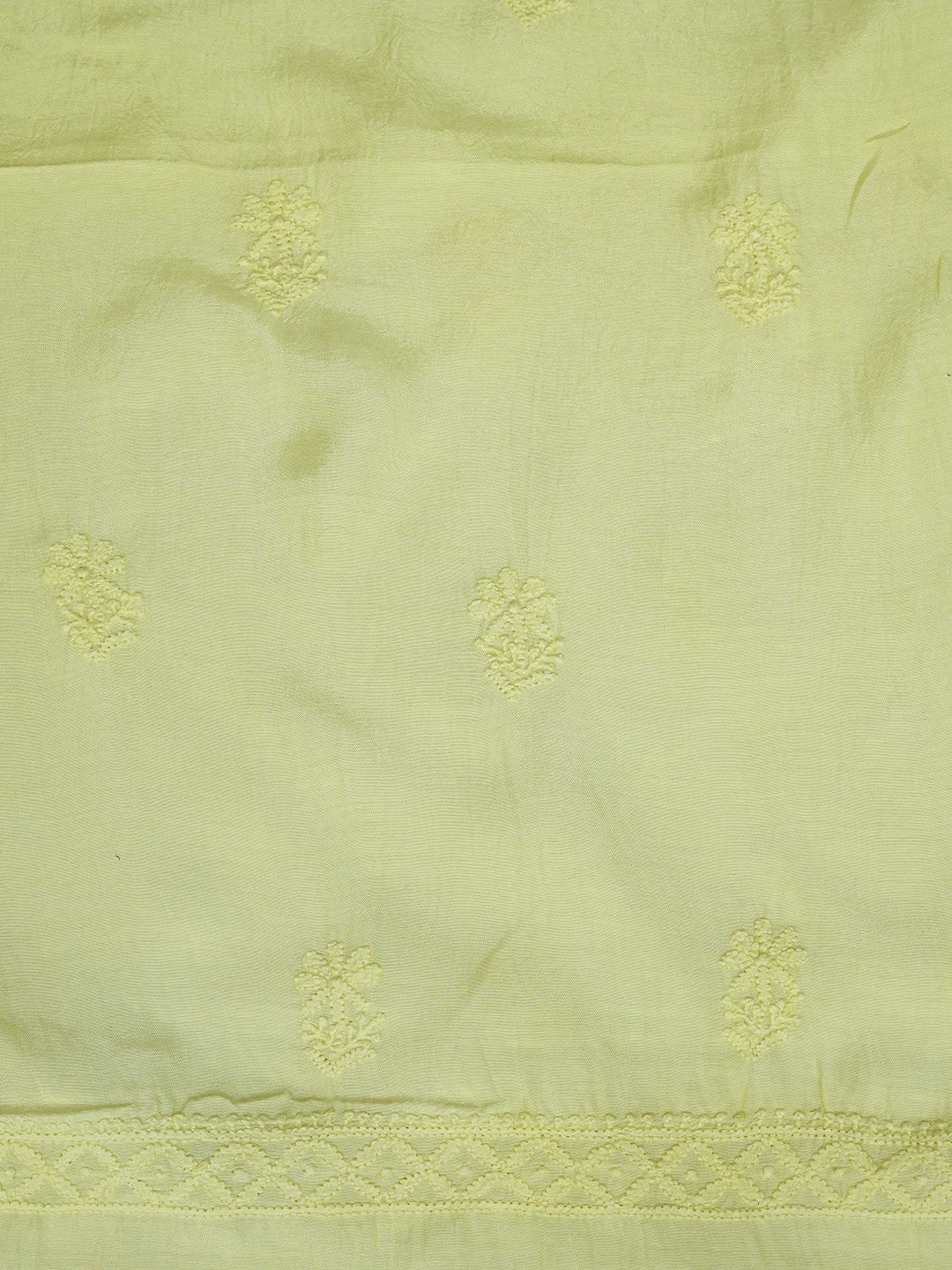 Ada Hand Embroidered Lemon Muslin Lucknowi Chikankari Unstitched Suit Piece 01A773428