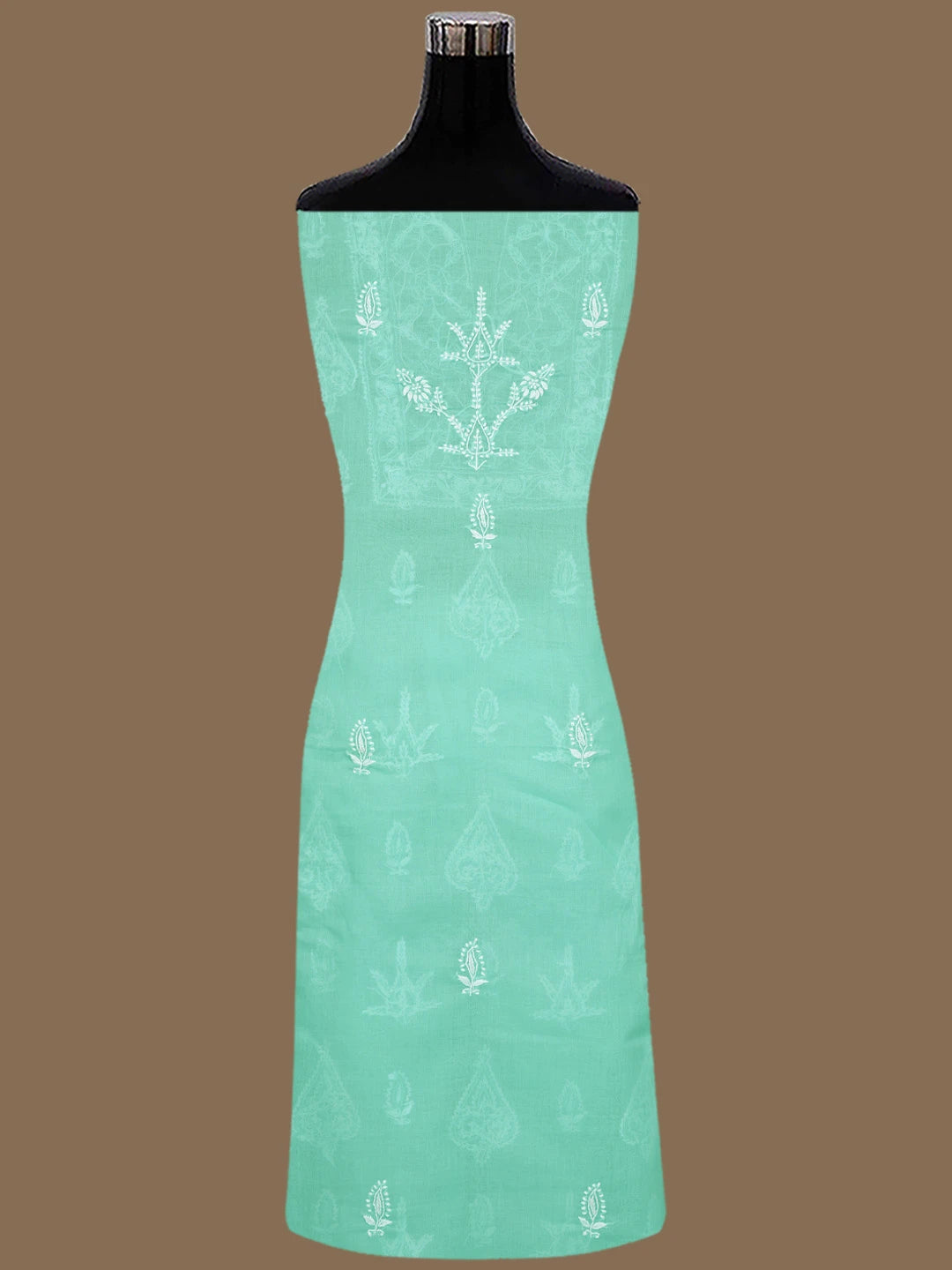 Ada Hand Embroidered Sea Green Cotton Lucknowi Chikankari Unstitched Suit Piece 01A595934