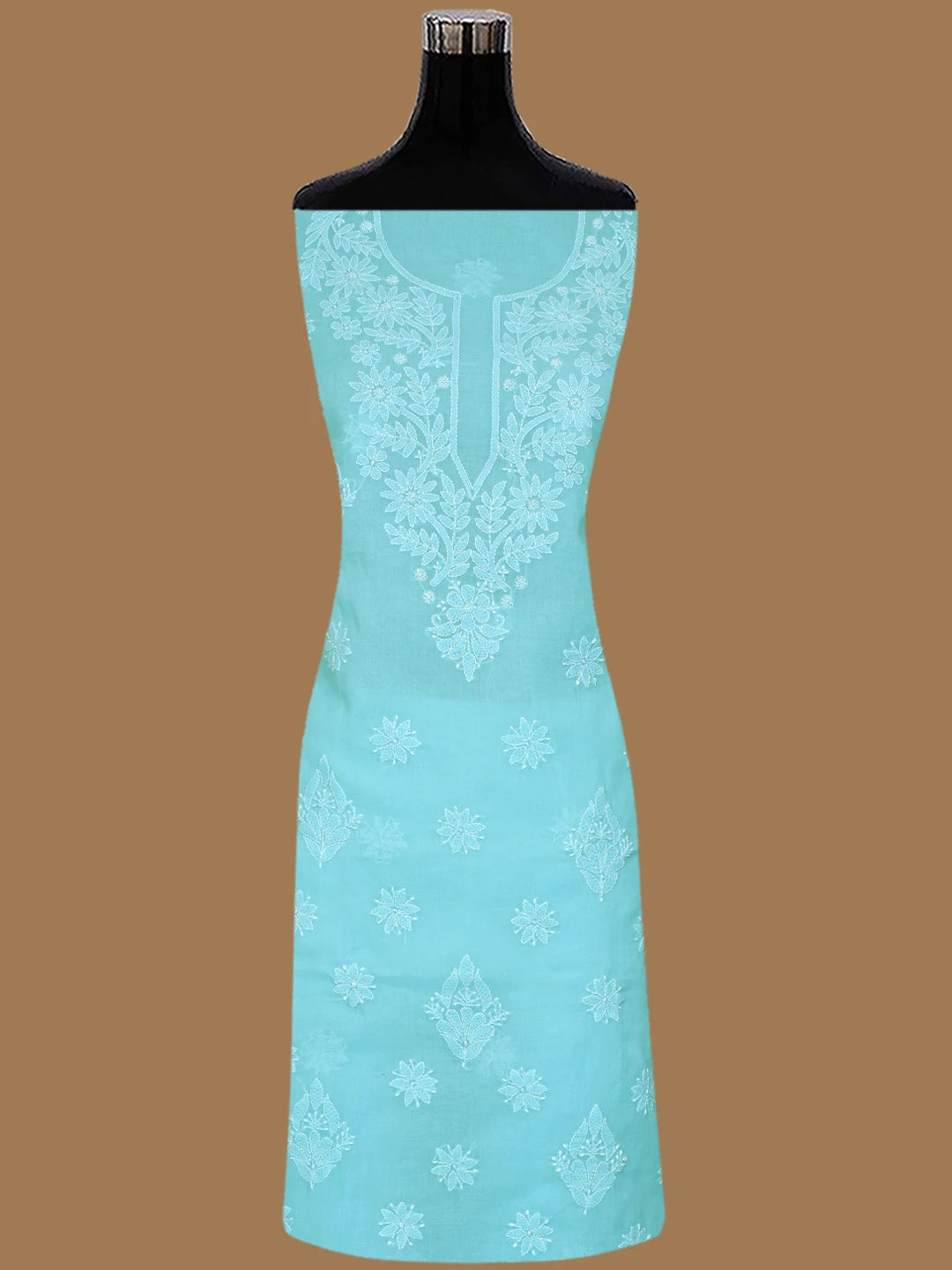Ada Hand Embroidered Blue Cotton Lucknowi Chikankari Unstitched Suit Piece 01A670940