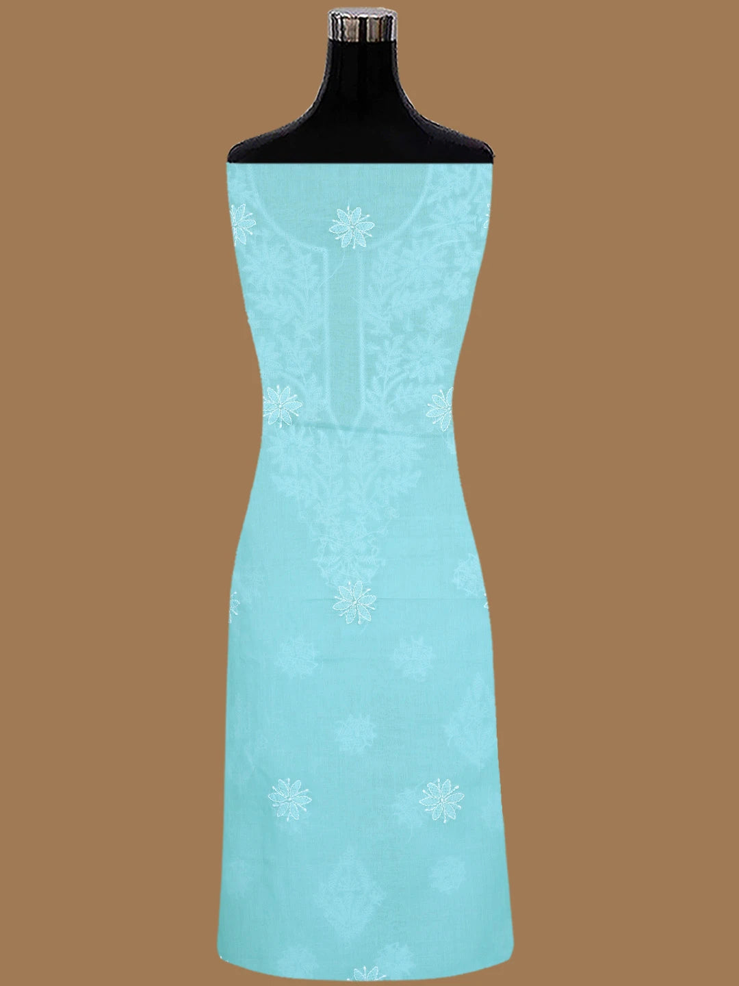 Ada Hand Embroidered Blue Cotton Lucknowi Chikankari Unstitched Suit Piece 01A670940