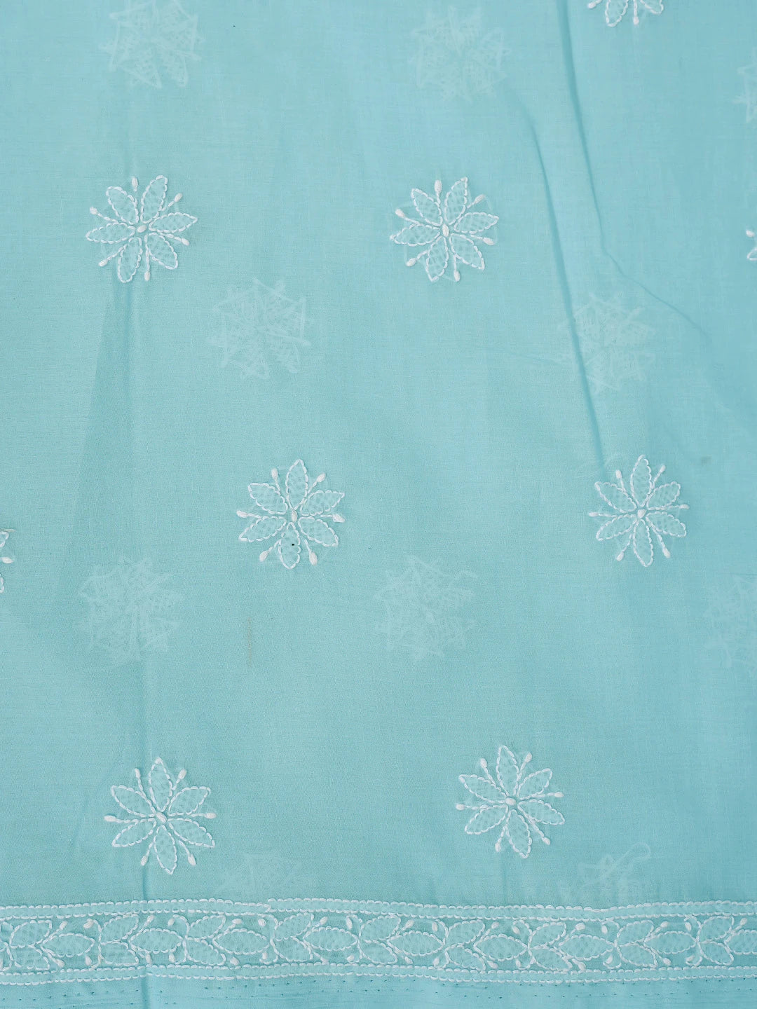 Ada Hand Embroidered Blue Cotton Lucknowi Chikankari Unstitched Suit Piece 01A670940