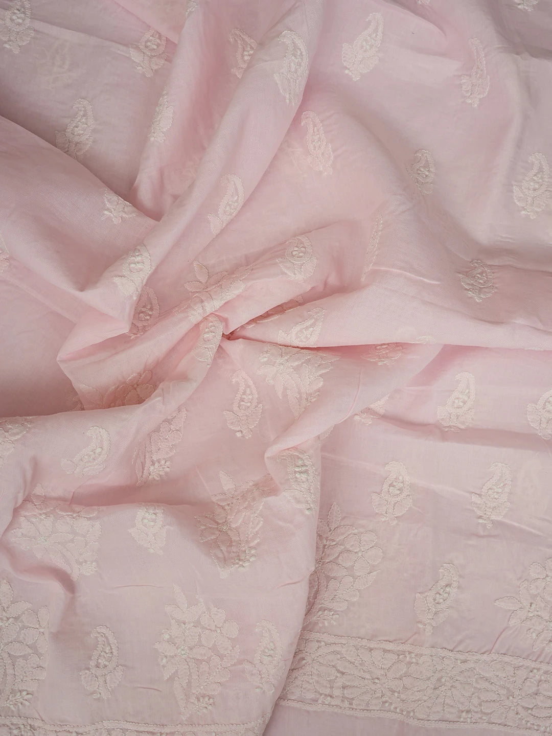 Ada Hand Embroidered Pink Cotton Lucknowi Chikankari Unstitched Suit Piece 01A764942
