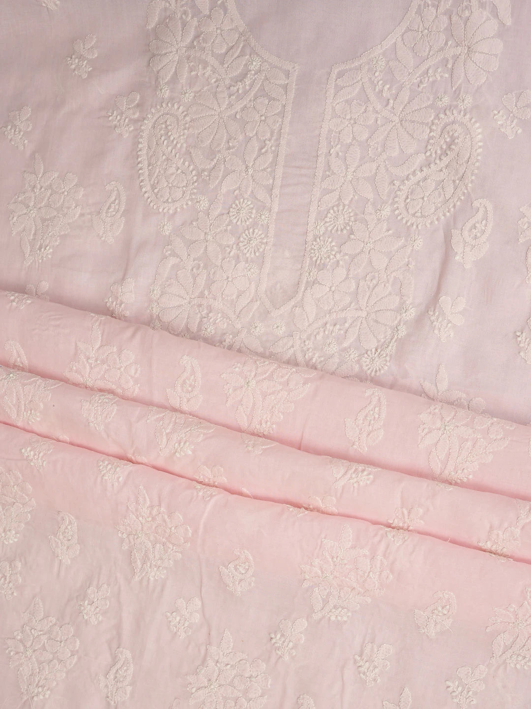 Ada Hand Embroidered Pink Cotton Lucknowi Chikankari Unstitched Suit Piece 01A764942