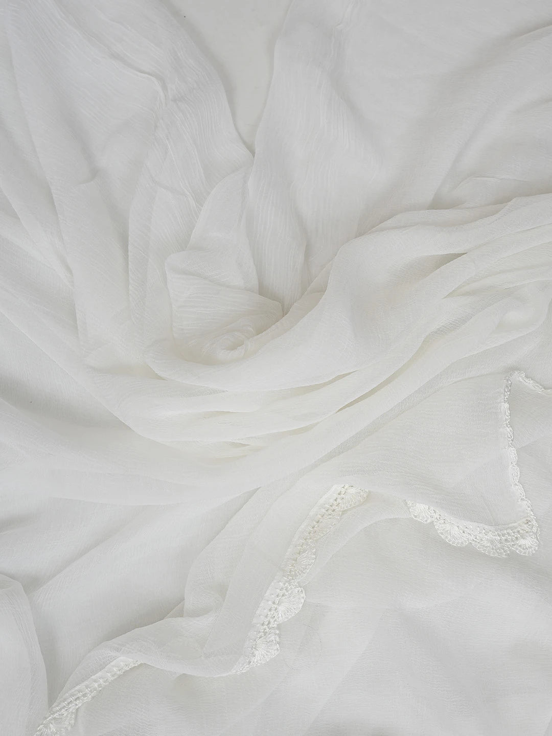 Ada Hand Embroidered White Cotton Lucknowi Chikankari Unstitched Suit Piece 01A396142