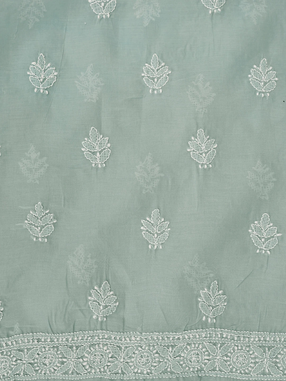 Ada Hand Embroidered Grey Cotton Lucknowi Chikankari Unstitched Suit Piece 01A791305