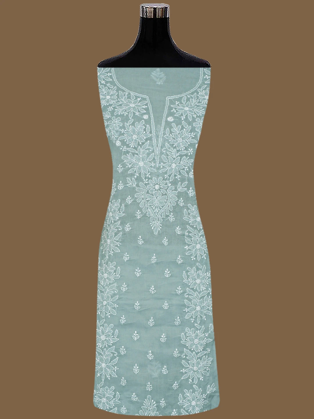 Ada Hand Embroidered Grey Cotton Lucknowi Chikankari Unstitched Suit Piece 01A791305