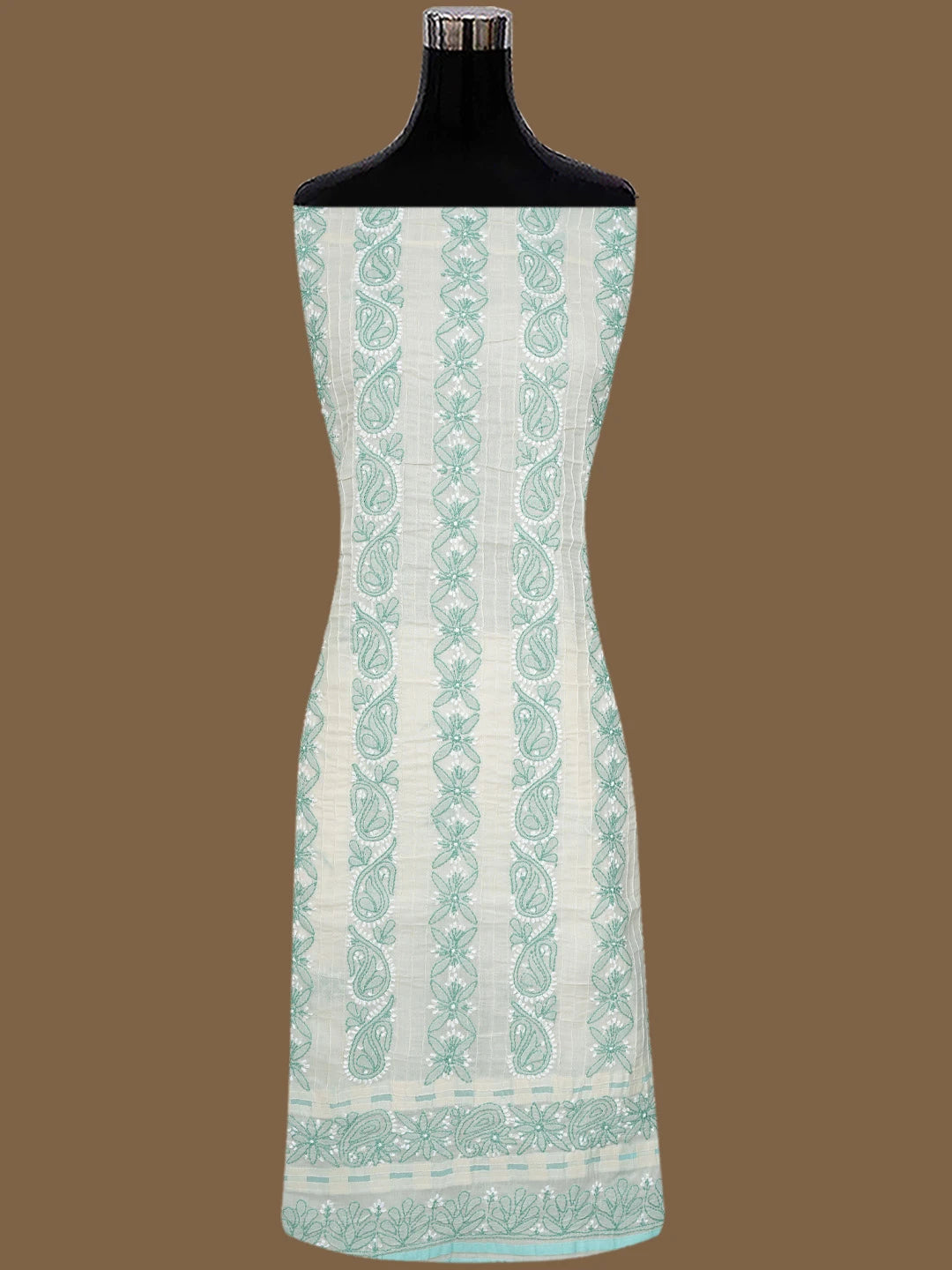 Ada Hand Embroidered Cream Cotton Lucknowi Chikankari Unstitched Suit Piece 01A822441