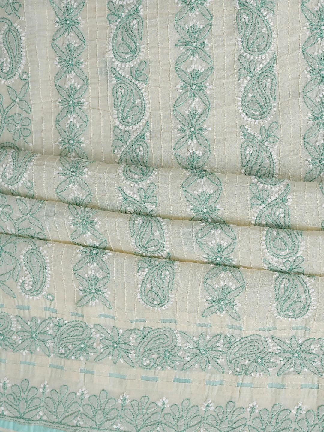 Ada Hand Embroidered Cream Cotton Lucknowi Chikankari Unstitched Suit Piece 01A822441