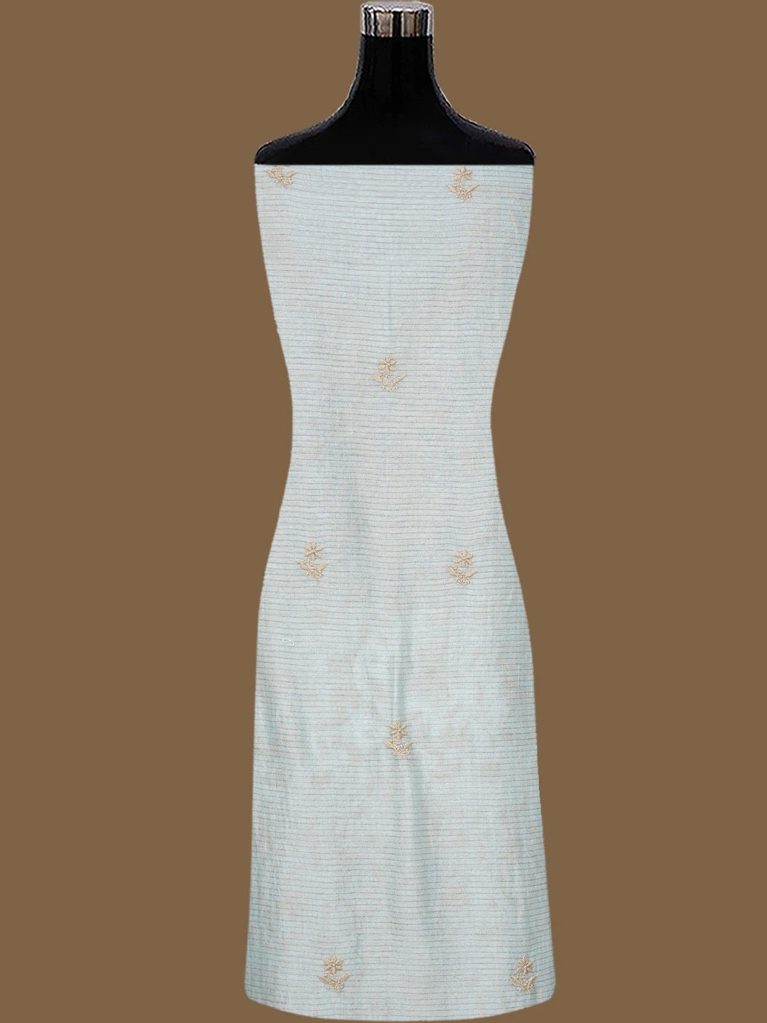Ada Hand Embroidered Light Blue Chanderi Lucknowi Chikankari Unstitched Kurta Dupatta Set 01A680053