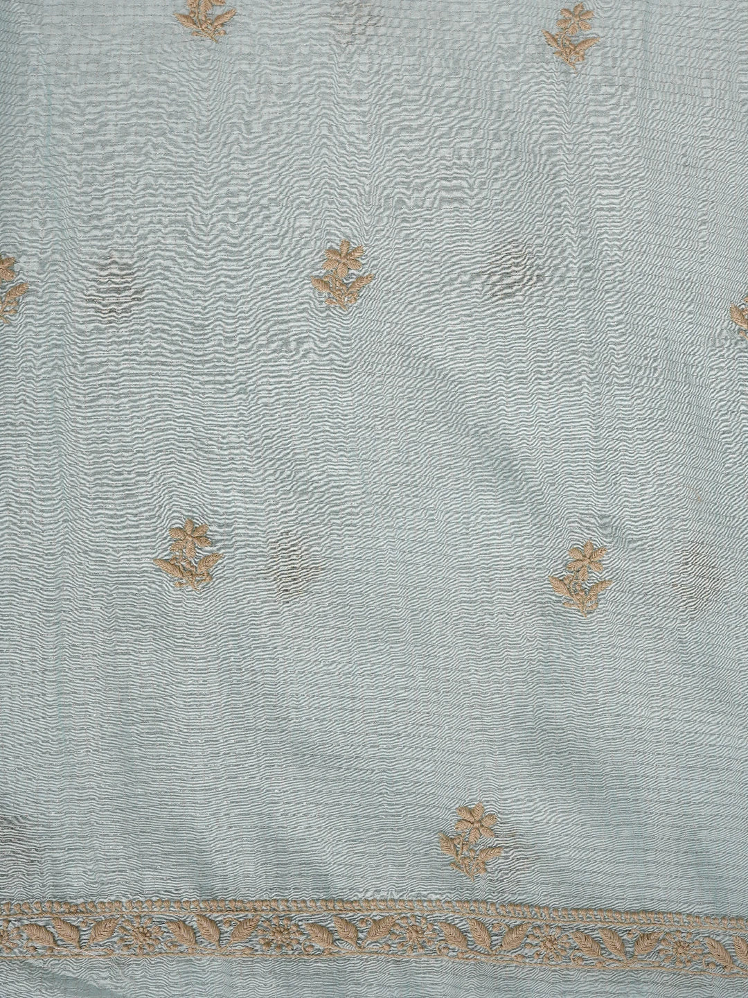 Ada Hand Embroidered Light Blue Chanderi Lucknowi Chikankari Unstitched Kurta Dupatta Set 01A680053