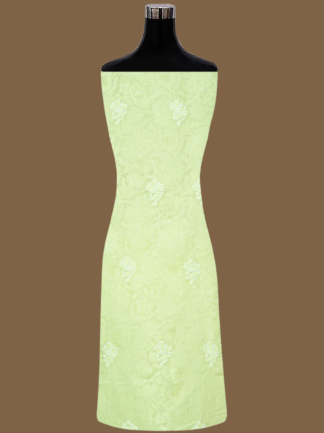 Ada Hand Embroidered Lime Green Cotton Lucknowi Chikankari Unstitched Kurta Piece 01A829674