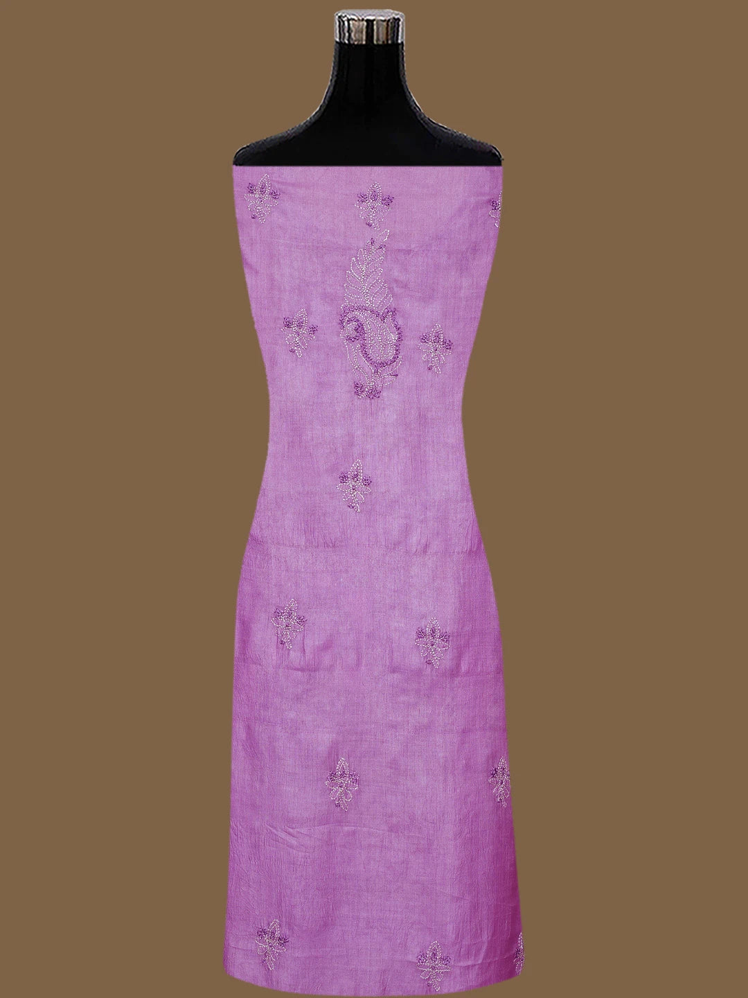 Ada Hand Embroidered Purple Silk Lucknowi Chikankari Unstitched Suit Piece 01A832481