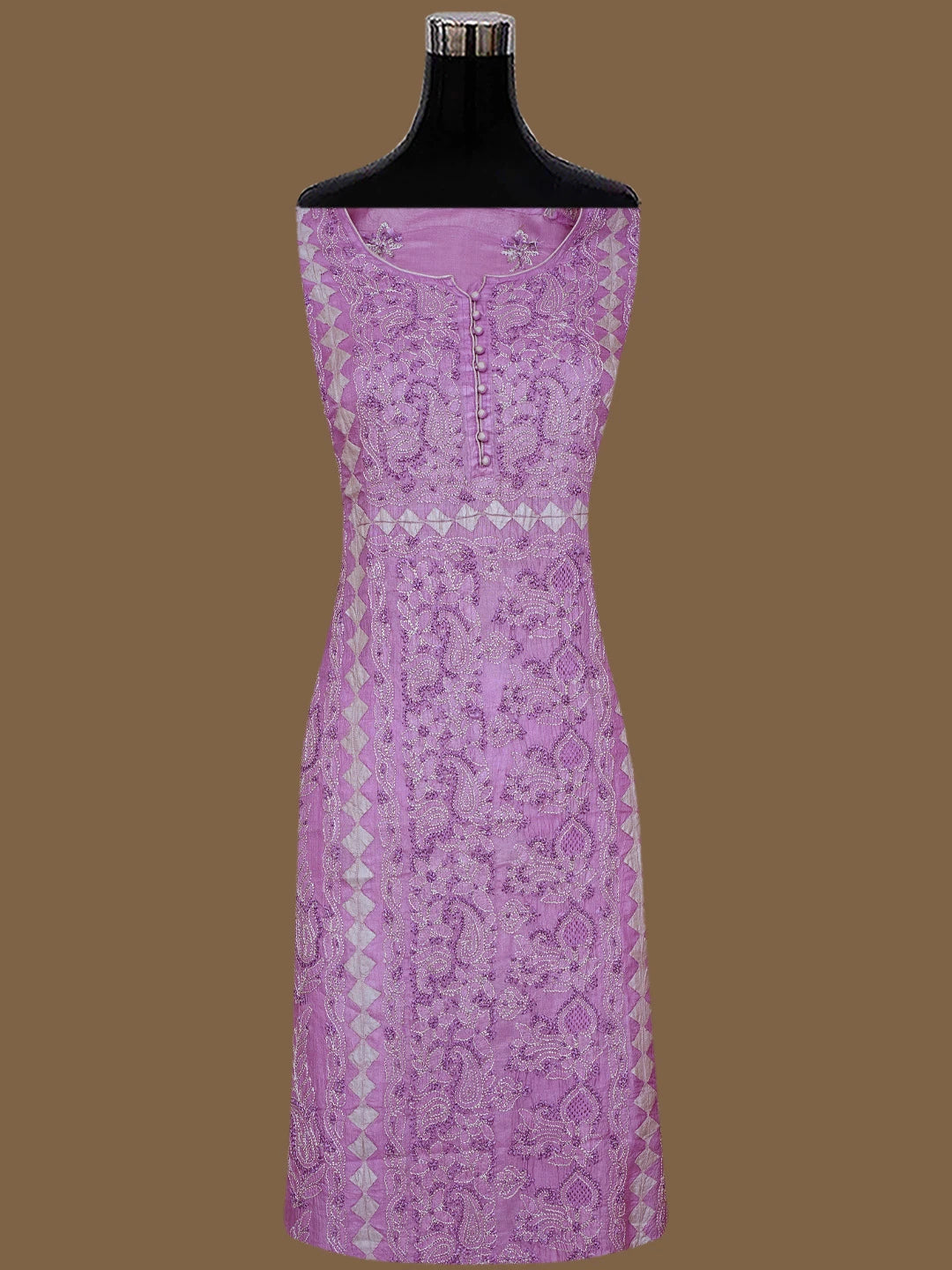 Ada Hand Embroidered Purple Silk Lucknowi Chikankari Unstitched Suit Piece 01A832481
