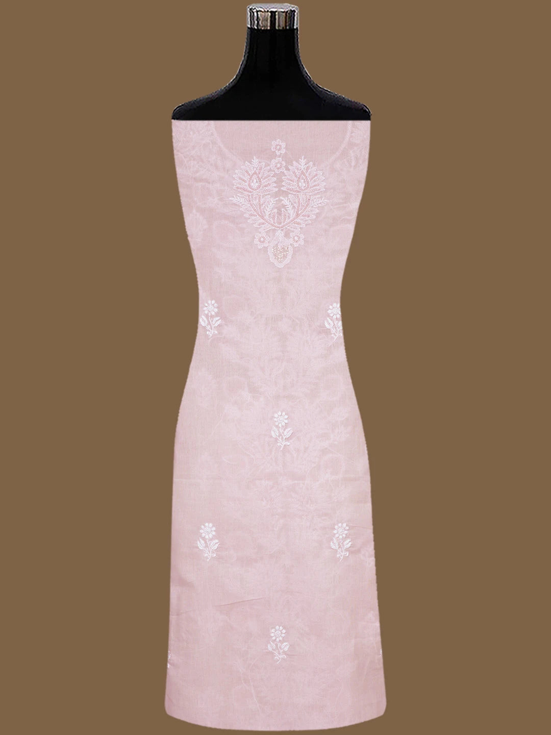Ada Hand Embroidered Pink Cotton Lucknowi Chikankari Unstitched Suit Piece With Cutdana Work 01A790570