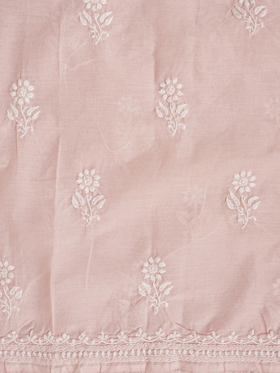 Ada Hand Embroidered Pink Cotton Lucknowi Chikankari Unstitched Suit Piece With Cutdana Work 01A790570