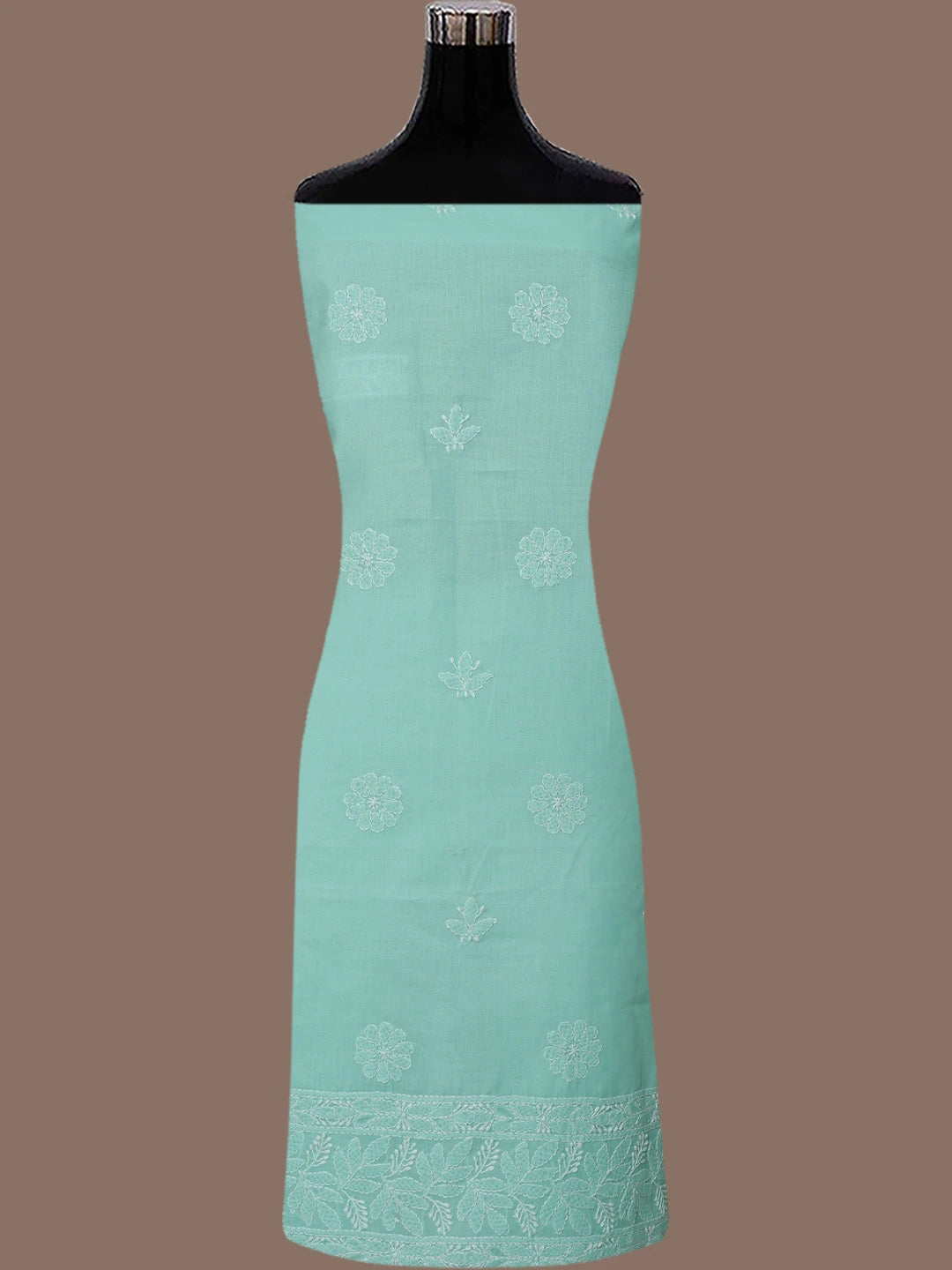 Ada Hand Embroidered Sea Green Cotton Lucknowi Chikankari Unstitched Suit Piece 01A818688