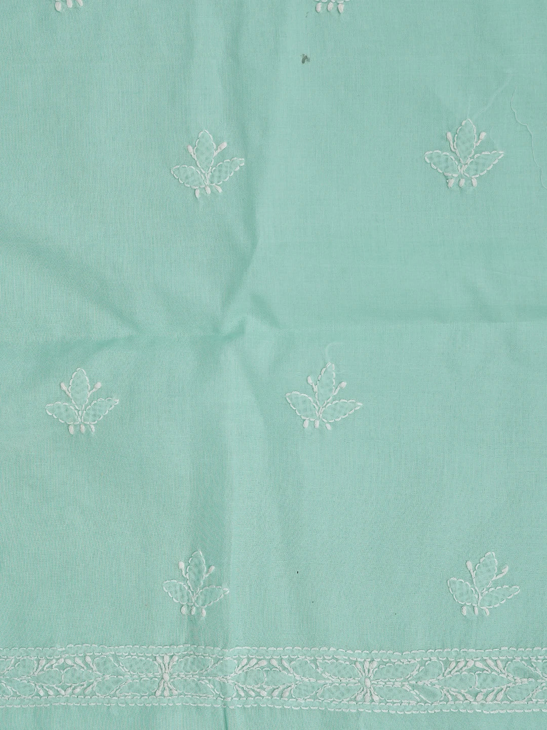 Ada Hand Embroidered Sea Green Cotton Lucknowi Chikankari Unstitched Suit Piece 01A818688