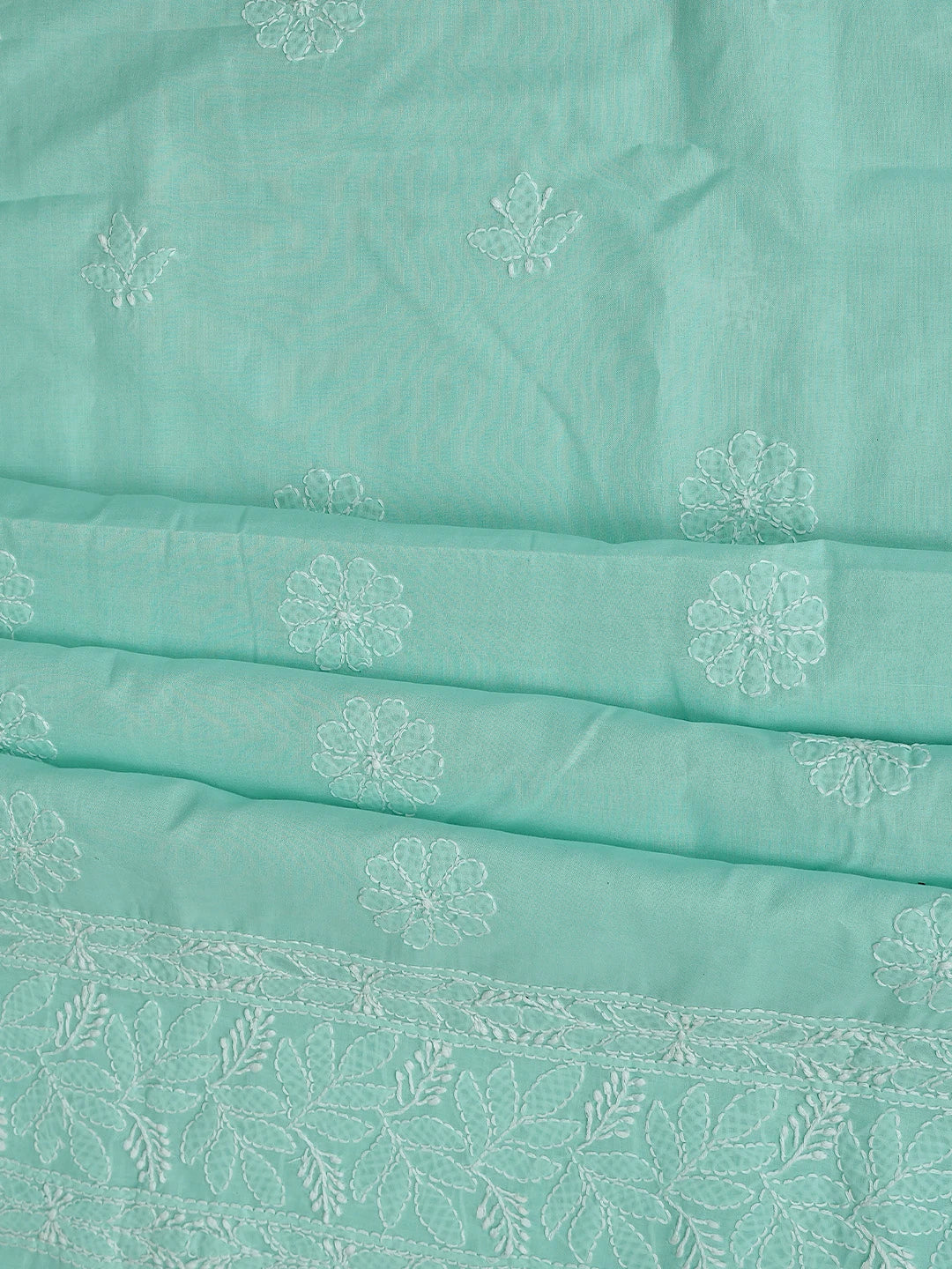 Ada Hand Embroidered Sea Green Cotton Lucknowi Chikankari Unstitched Suit Piece 01A818688