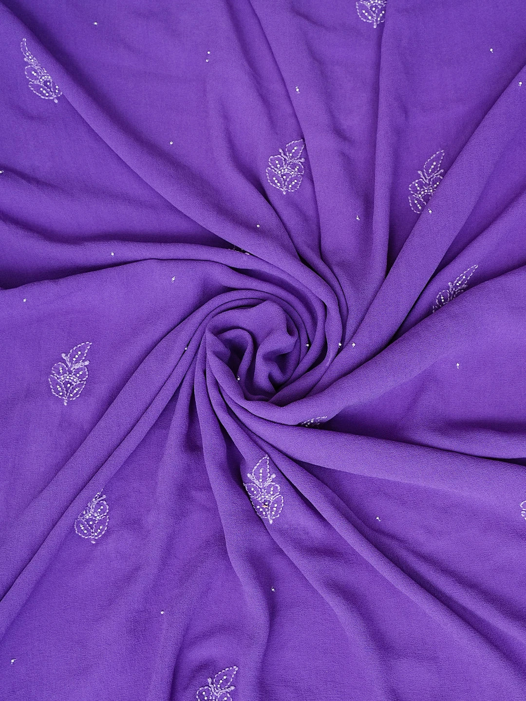 Ada Hand Embroidered Purple Pure Georgette Lucknowi Chikankari Unstitched Kurta Dupatta Set With Pearl Work 01A693926