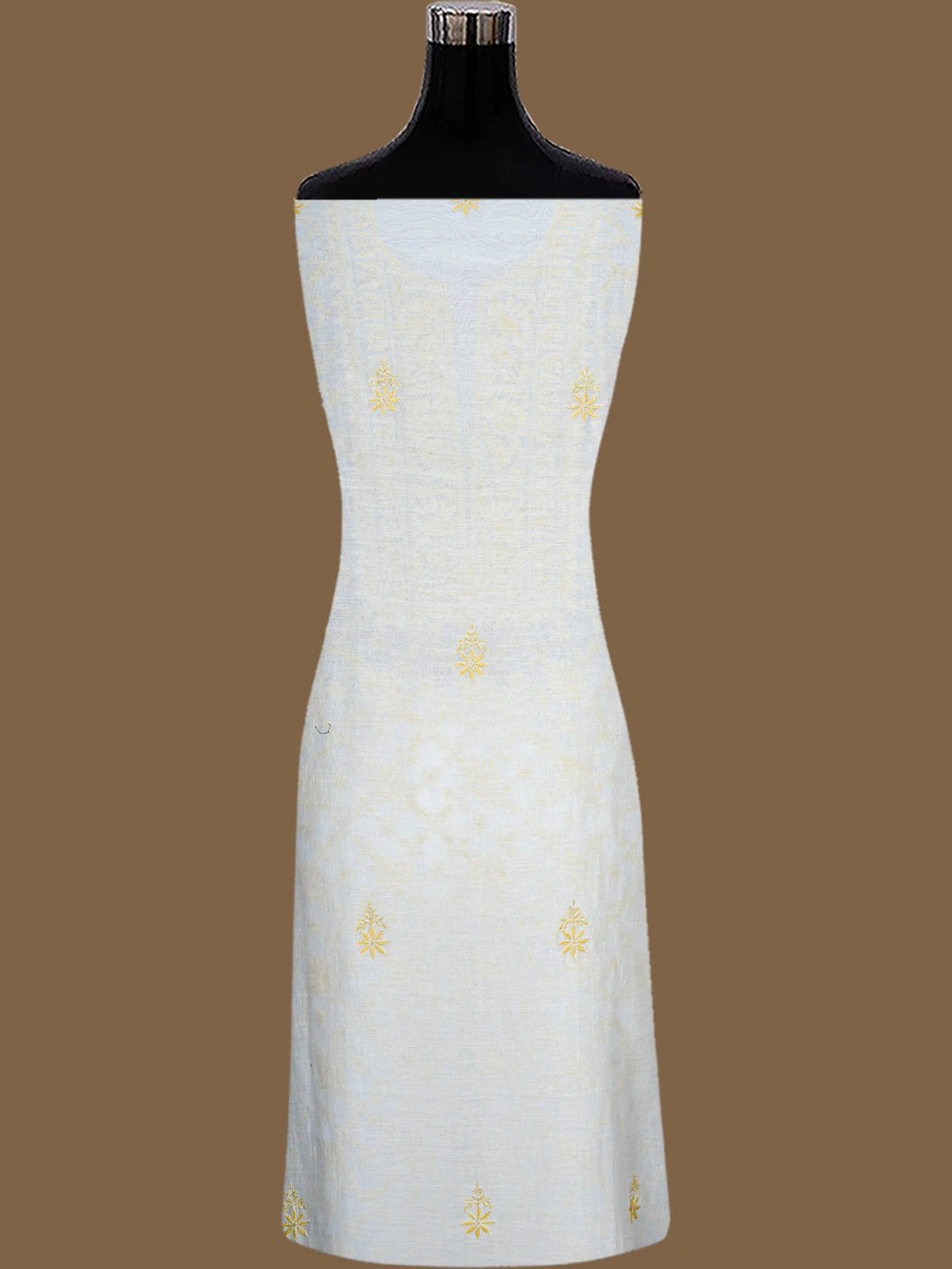 Ada Hand Embroidered White Cotton Lucknowi Chikankari Unstitched Kurta Dupatta Set With Sequinned Work 01A510694