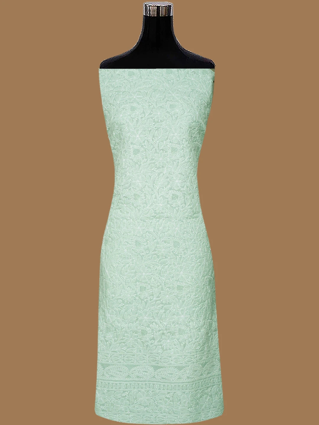 Ada Hand Embroidered Light Green Cotton Lucknowi Chikankari Unstitched Suit Piece 01A832140