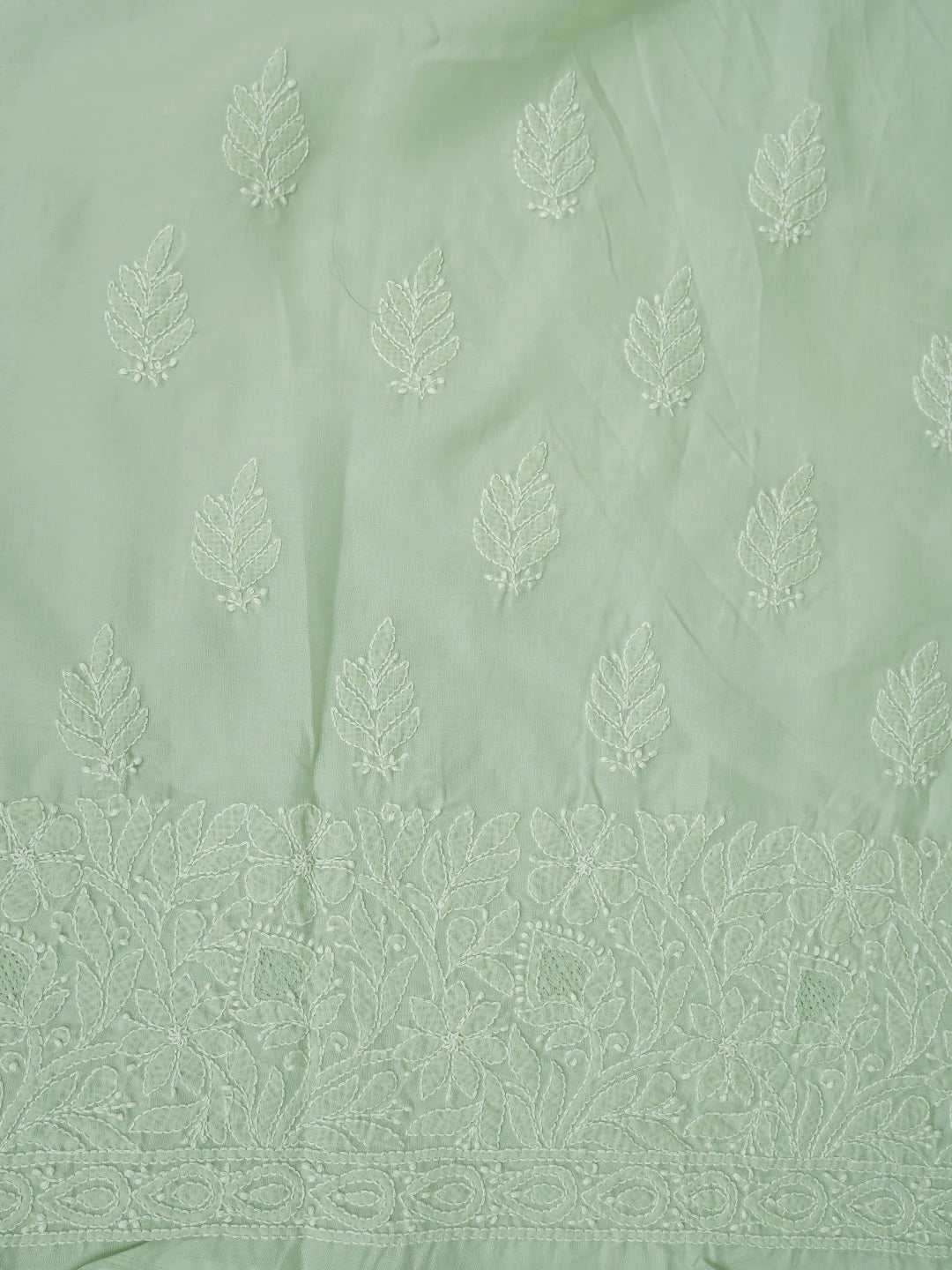 Ada Hand Embroidered Light Green Cotton Lucknowi Chikankari Unstitched Suit Piece 01A832140